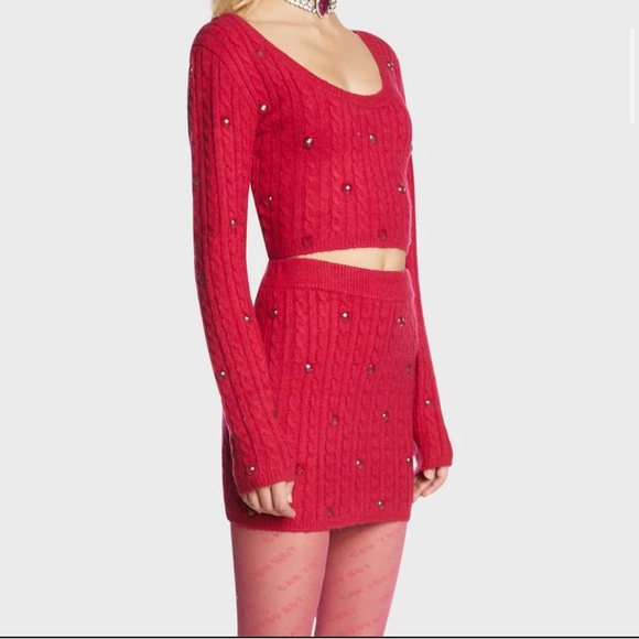 Love In The Air Knit Sweater skirt set- red- from sugar thrillz, dolls kill - Picture 2 of 3